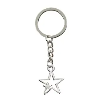 Llavero de Estrella Doble Agujero en Plata Moda Antigua para Hombres y Mujeres - 1