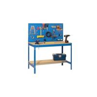 Banco de Trabajo Taller, Capacidad Carga 600 kg, 1445x1210x610 mm, Mesa de Trabajo, 1 Cajón, Azul/Madera - BT2 - details 3