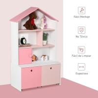 Estante de Libros para Niños con 4 Compartimentos Puerta y Cajones Extraíbles con Ruedas - details 6