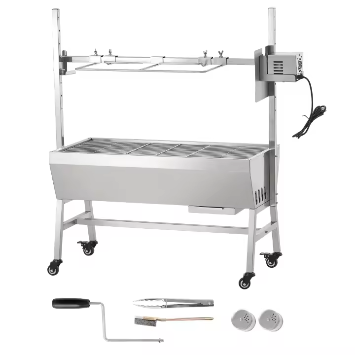 SucceBuy Parrilla asadora, asador de acero inoxidable con ruedas bloqueables - 1