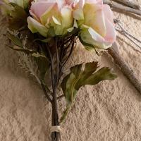 DIY decoración de jarrón, ramo de rosas artificiales de tacto Real, elegantes flores de rosas de seda hechas a mano, plantas falsas de lujo para sala de estar y escritorio - details 10
