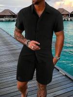 Traje informal a rayas para hombre, conjunto de dos piezas de alta calidad, talla estadounidense, Color sólido, moda de verano - details 13
