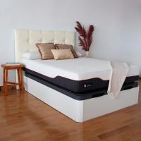Cabecero tapizado acolchado para dormitorio, modelo Tablet largo en tela antimanchas gris antracita y medidas 151 x 125 cm para camas de 135 o 150 cm. - details 33