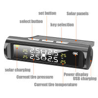 Sistema de Monitoreo de presión de neumáticos TPMS, alarma de seguridad automotriz con energía Solar, USB, Sensor de neumáticos inalámbrico, alarma de seguridad inteligente para coche - details 1