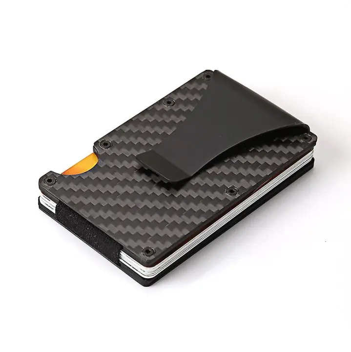 Tarjetero de fibra de carbono Rfid, color negro, talla única - 1
