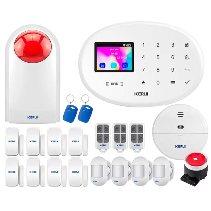 Kit de alarma inalámbrica para el hogar KERUI WiFi GSM 4G Tuya Smart Alarm System W204 para seguridad del hogar con sensor de movimiento, detector de humo y sirena