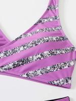 Bikini push-up blanco para mujer, microbañador sexy a rayas de talla grande, conjunto de dos piezas, traje de baño brasileño XXXL - details 3