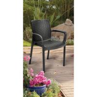 Interior y Exterior con reposabrazos Ideal para Jardines y terrazas, apilable, Resina con Acabado de ratán - details 1