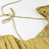 OUWU- Camisetas lisas empalmadas con solapa para mujer, túnica de manga corta con cuello cuadrado, camiseta con temperamento, estilo de moda femenina - details 2