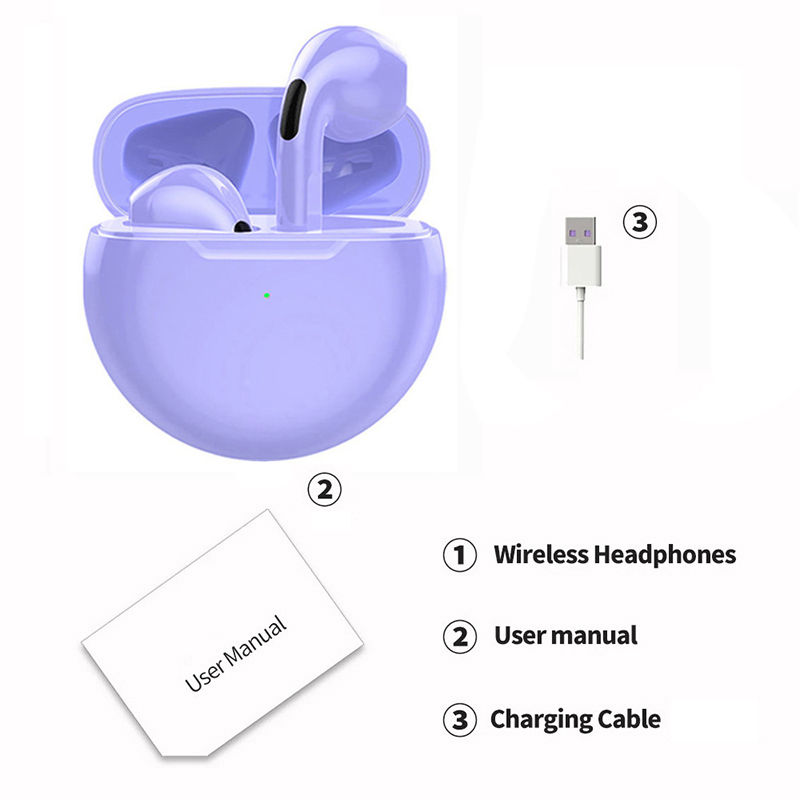 VAORLO Auriculares Inalámbricos AirPro 6 Musica HiFi Stereo con Micrófono Cancelación de Ruido