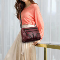 Bandolera simple de cuero de PU para mujer, bolso de mano de gran capacidad, hombro con múltiples bolsillos, bolso informal - details 2