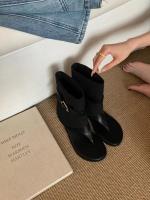 2025 botas de punta abierta de moda con aumento de altura interior botas cortas hebilla de cinturón primavera y verano nuevas botas de pantalón dos usan botas geniales - details 4