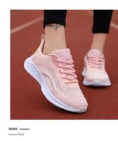 Zapatillas de correr transpirables y ligeras con tejido volador para mujer, cómodas zapatillas informales, suela gruesa plana - details 4