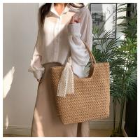 Bolso de hombro tejido hecho a mano Vintage para playa para mujer, bolsas de compras de rafia y ratán, bolsos bohemios para mujer, bolsos informales para viajes y vacaciones de verano - details 8