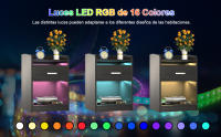 Rcynview  Mesa de Noche con Luz LED Madera, Suave, 16 Colores Ajustables, Enmontaje Requerido, Muebles y Organización - details 10