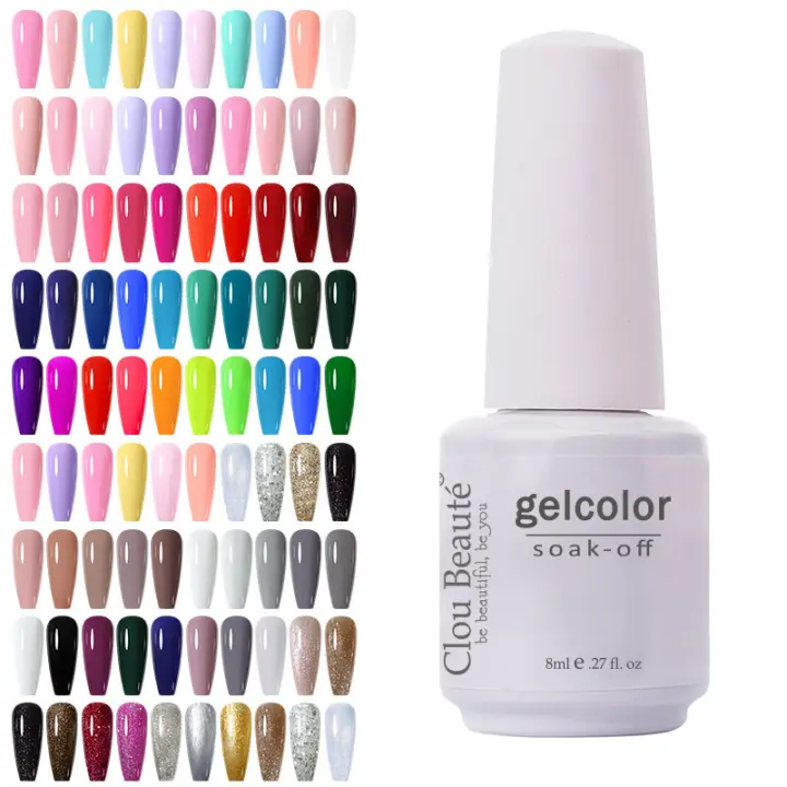 Esmalte de Uñas Clou Beaute 180 Colores Kit de Esmalte de Gel Semi Permanente 8ml 10pcs/Lote Botella de Vidrio UV Para Arte de Uñas Marca Clou Beaute Hecho en China Continental - 1