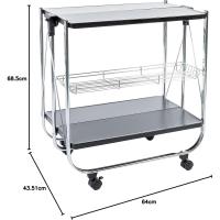 Servicio de cocina, almacenamiento, 2 estantes, 1 cesta de almacenamiento, con ruedas, cocina, sala de estar - Kitchen Wagon CW-005 - Marrón - details 18