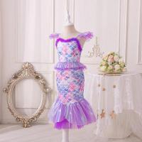 Vestido de cola de disfraz de princesa Ariel de fantasía de sirena púrpura para niña pequeña para fiesta en la playa - details 2