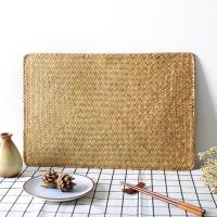 Tapete de lugar de algas marinas naturales, manteles individuales rectangulares de ratán tejidos a mano, tapete para taza de té de paja, agarradera, accesorios de vajilla de cocina - details 2
