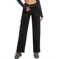 Pantalones vaqueros de pierna recta de cintura alta para mujer, pantalones vaqueros de estilo coreano para adolescentes - details 0