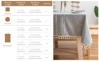 Mantel Rectangular Impermeable Antimanchas de Algodón y Lino, Resistente al Aceite para Mesa Mantel, Patrón Raya de Borlas Empalm - details 3