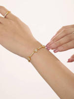Pulsera de Cadena de Maple inoxidable with surrounded Chapado en Gold Pulsera ajustable de las mujeres Joyería de lujo de las mujeres - details 5