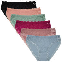 Bragas De Mujer Algodón Sexy Floral Low-Waist Kawaii Lencería Underwear 6 Pcs Paquete Briefs Transpirables Con Decoración De Encaje - details 1