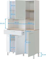 Alacena de Cocina Mueble Auxiliar de 3 Puertas y 1 Cajón Acabado en Blanco Artik y Roble Canadian - details 31