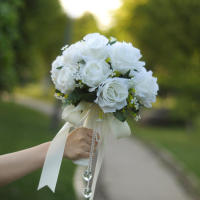 Buket Pernikahan Putih Buket Pengantin Mariage Bunga Buatan Mawar untuk Pengantin Aksesori Pernikahan - details 0