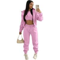 Conjunto de ropa de mujer de 3 piezas, suéter con capucha con forro polar, camiseta sin mangas y pantalones deportivos - details 14