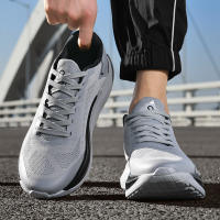 Zapatillas de correr transpirables con suela de goma para hombre, moda, gris - details 8