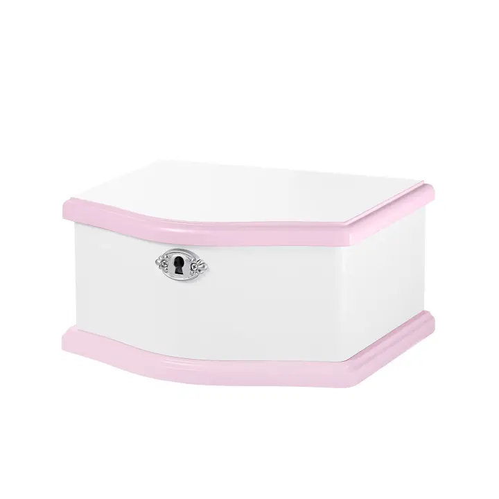 Jozen Gift Joyero musical de bailarina mediana con espejo y collar para niñas, cofre de música para almacenamiento de joyas para niños (blanco/pin - 1