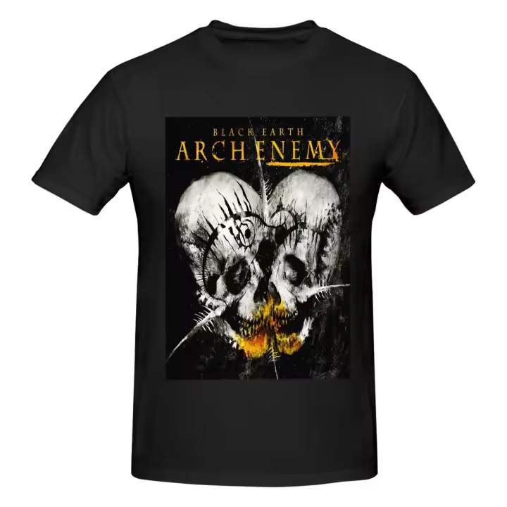 Camiseta de manga corta de algodón para hombre, camisa negra de la tierra negra de Arch Enemy - 1