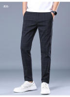 Calidad verano fino Casual a cuadros pequeño occidental largo recto pierna adelgazante pantalones de hombre adolescente - details 2