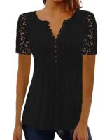 Verano primavera nueva mujer suelta y cómoda Casual cuello en V blusa estampada ral camisa de moda de manga corta - details 1