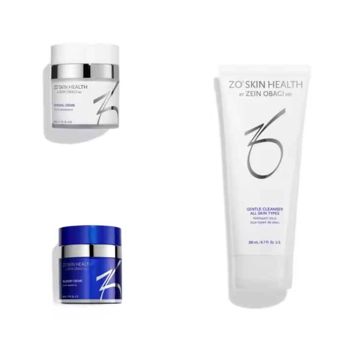 ZO SKIN Limpiador Suave 200ml + Crema Recuperadora 50ml + Crema Renovadora 50ml Set de tres piezas - 1