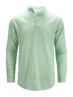 Camisas Polo de Algodón Lino para Hombres Cuello Henley Ligero Colores Sólidos - details 14
