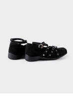 Arco rojo solo zapatos de las mujeres francés retro pequeños zapatos de cuero nuevo remache hebilla de cinturón pisos de ballet - details 17