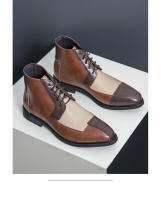 Zapatos de cuero de caña alta de negocios de costura de moda - details 3