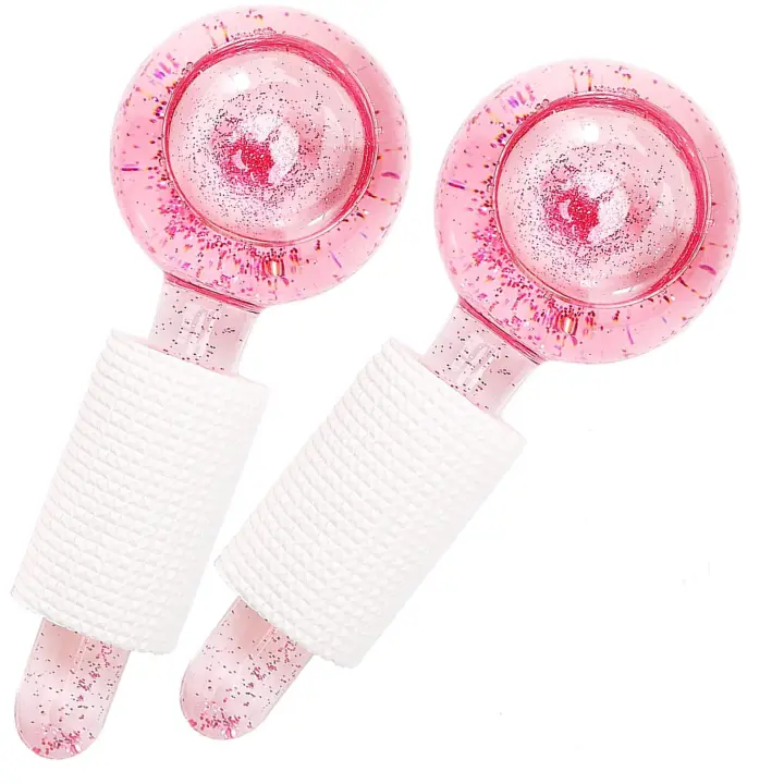 Rodillo de hielo para cara, masajeador facial, cuidado de la piel, globo de enfriamiento para cara, cuello y ojos, Reduce hinchado y arrugas, dorado - 1