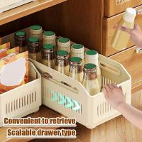 Contenedor de almacenamiento de cocina creativo, caja telescópica retráctil ajustable estirable, cajón de almacenamiento de gabinete apilable extraíble - details 12