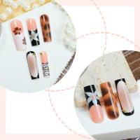 Pure handwearable uñas estampado leopardo explosivo flash sensación avanzada uñas falsas champán ojo de gato manicura francesa uñas removibles - details 2