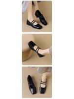 Zapatos de punta cuadrada para mujer, planos, estilo francés, Mary Jane, zapatos coreanos de suela blanda para mujer. - details 1