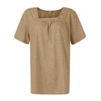 Camisetas Casuales de Verano para Mujer Top Básico Sólido con Botón Cuello en V Estilo Callejero Oversize Ropa de Moda - details 12