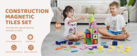 SucceBuy Azulejos magnéticos, 121 piezas para niños, juego de construcción con extras, juguetes STEM para mayores de 5 años - details 0