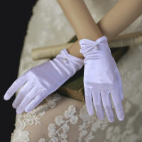 Guantes de novia de boda elegantes, tela suave, banquete, fiesta, muñeca, novia, dama de honor - details 2