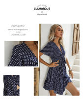 Nuevo vestido de lunares hueco con cuello en V de verano para mujer - details 2