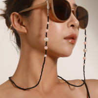 Cadena de Gafas de Perlas de Acrílico Rosa Accesorios de Máscara de Arroz Negro Nuevas - details 1