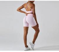 Pantalones cortos de Yoga sin costuras para mujer, mallas deportivas transpirables de secado rápido, de cintura alta, para entrenamiento y gimnasio - details 4