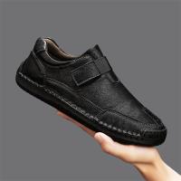 Zapatillas deportivas de cuero para hombre, zapatos planos sin cordones de Velcro, cómodos, ligeros, para conducir, para caminar y trabajar - details 4